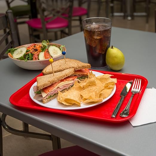 Carlisle FoodService Products Café Standard Cafeteria / Fast Food Tray, 10" x 14", Red