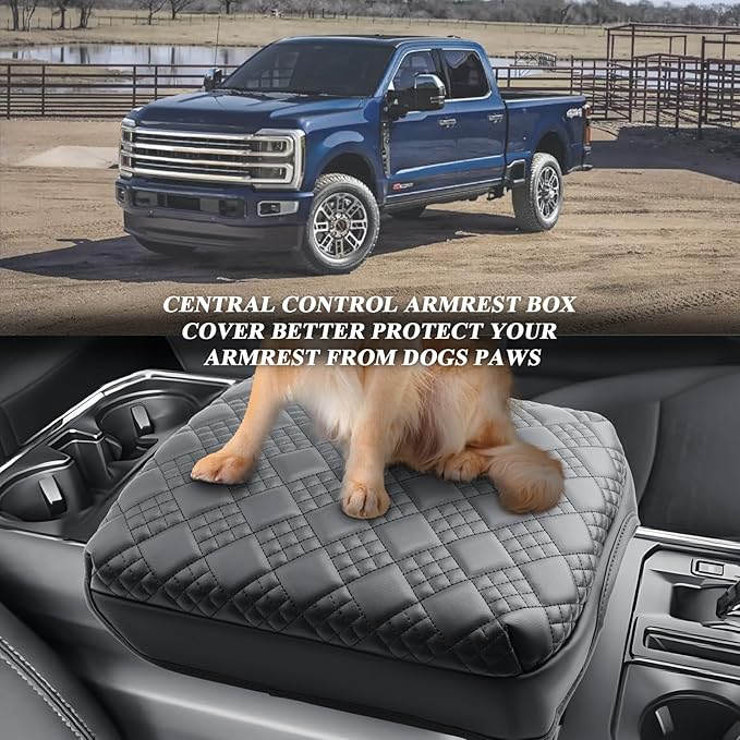 BIBIBO 2023-2026 Super Duty F/250/F-350/F-450 Center Console Armrest Cover for 2023 2024 2025 2026 Ford Super Duty(XL/XLT/Lariat/King Ranch/Platinum) Arm Rest Cover 2025 Super Duty Accessories