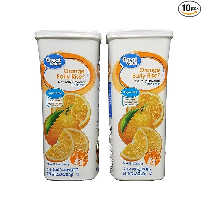 Great Value Orange Early Rise Drink Mix, 5 Count (Pack of 2)