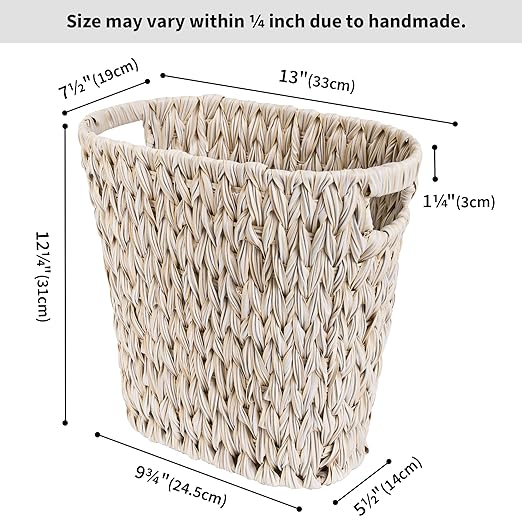 GRANNY SAYS Wicker Trash Can, Waterproof Bathroom Trash Can, Wicker Waste Basket for Bathroom, Decorative Boho Waste Basket for Bedroom, Office, 15 Liters/4 Gallons