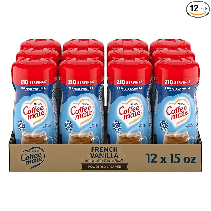 Nestle Coffee mate Coffee Creamer, French Vanilla, Non Dairy Powder Creamer, 15 oz Canister (Pack of 12)