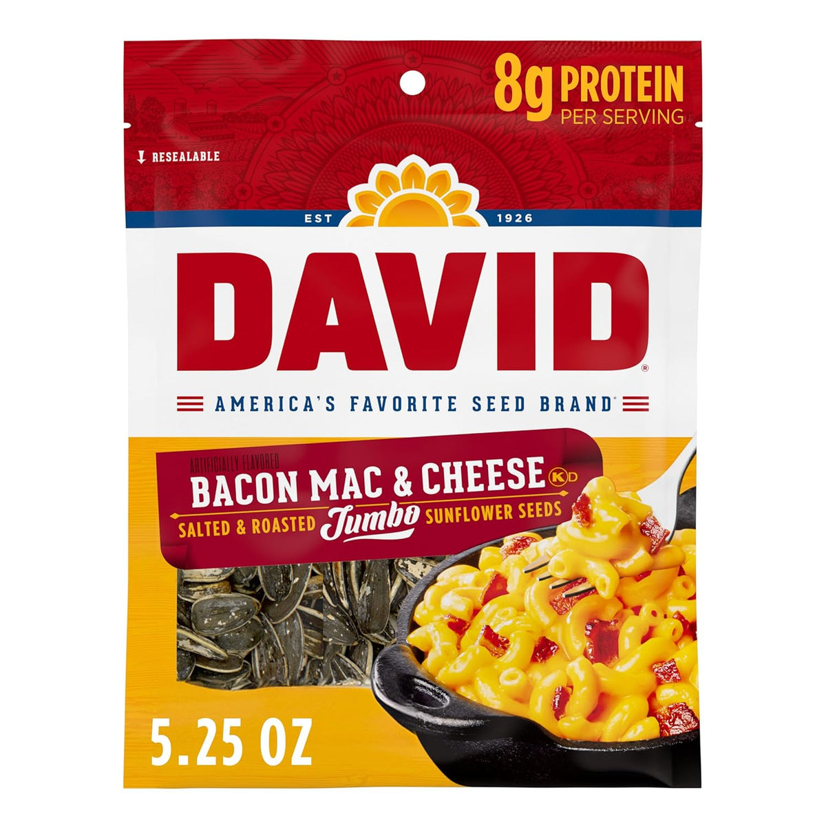 DAVID Jumbo Sunflower Seeds, Sweet and Spicy Flavor, 5.25 oz.