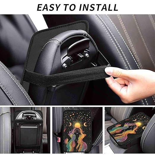 Woman Moonlight Car Auto Armrest Cushion Cover Accessories Center Console Seat Box Pad Protector Universal Decoration for Most Vehicle SUV Truck