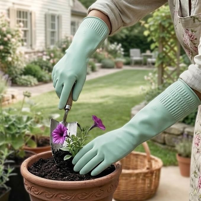 Rubber Dishwashing Gloves, Reusable Cleaning Dish Gloves for Kitchen, Long Cuff for Washing Dishes