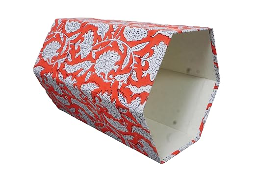 3.3 Gallon Cotton Hand Block Printed Paper Waste Basket |Small Decorative Trash Can for Housewarming Gifts in Living Room, Bedroom, Bathroom | Eco-Friendly, Plastic-Free (1, ORE. White FLOWAR)