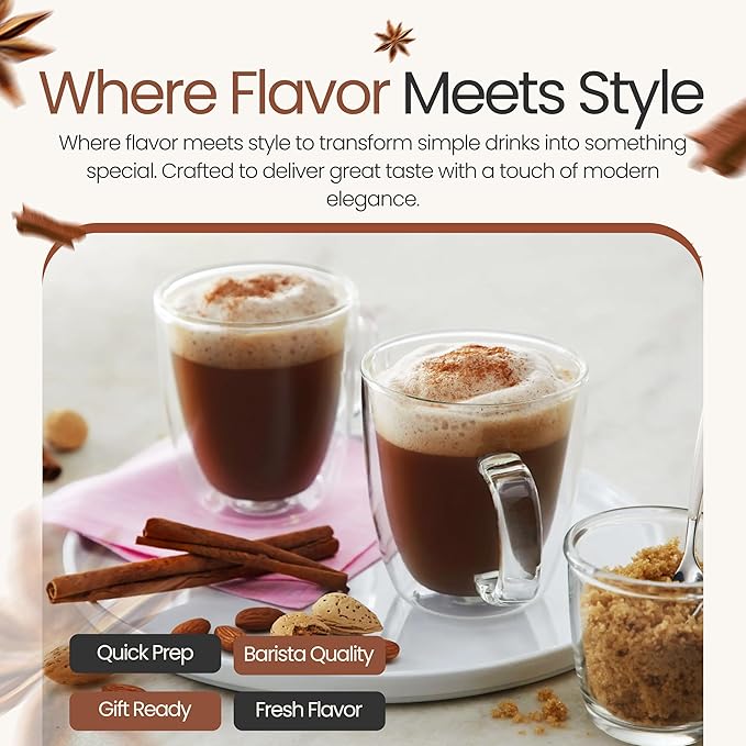 Jimoco Barista Set – Torani Brown Sugar Cinnamon Syrup 25.4 oz, Jimoco Pump, Reusable Cup, Straw & Stirrer – Coffee, Italian Soda & Cocktail Flavoring Kit