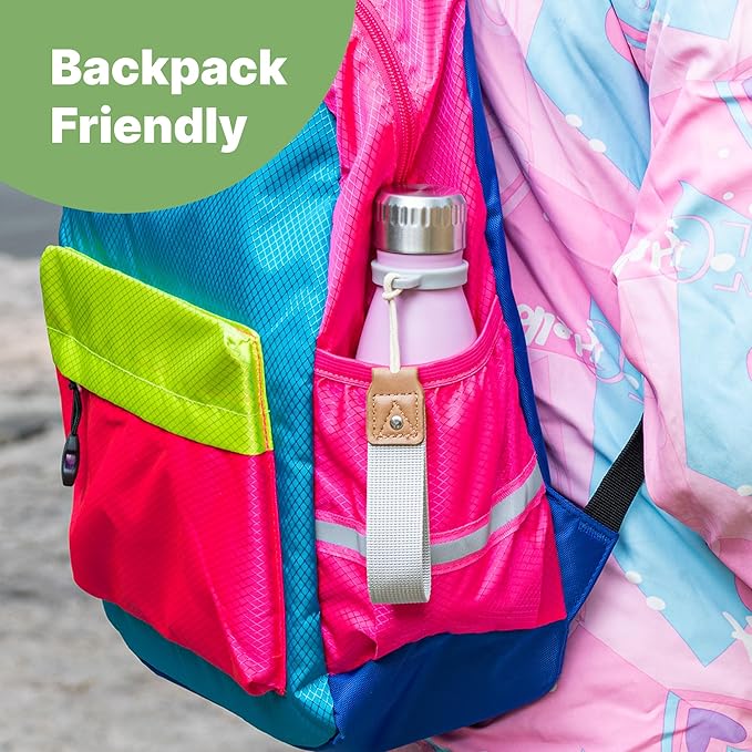 VINUR 9 oz Small Water Bottle | Leak-Proof Stainless Steel Metal Water Bottle with Carry Rope for School Travel, Grass Green