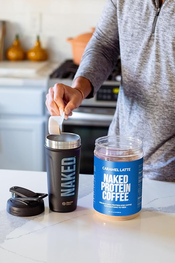 NAKED Caramel Latte Protein Coffee - Premium Colombian Iced Coffee Protein Shake Drink, Delicious Keto Friendly and Gluten Free, 17 Servings