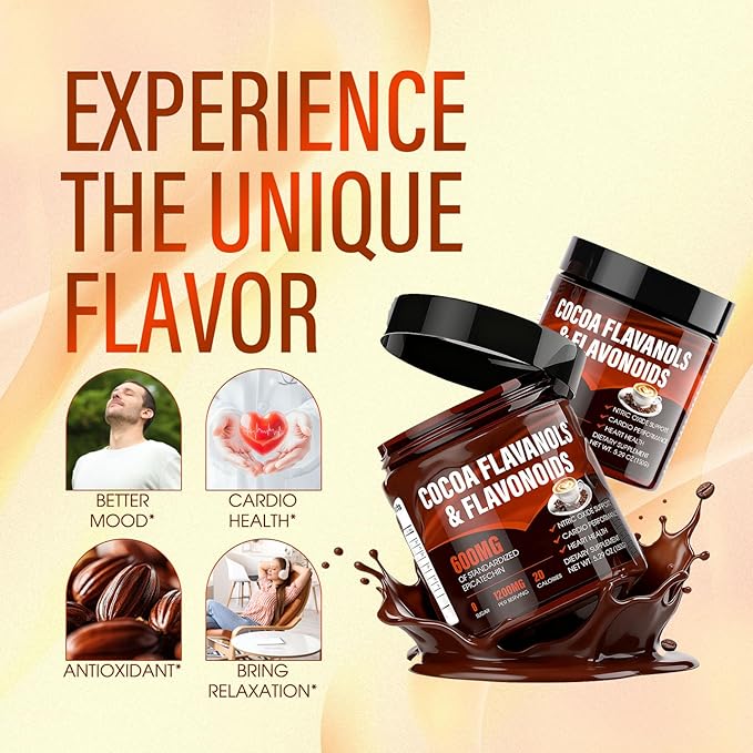 High Flavanol Cocoa Powder, Cocoa Flavanols 1200mg & Flavonoids, Improve Circulation, Energy, Supports Heart Health (2)