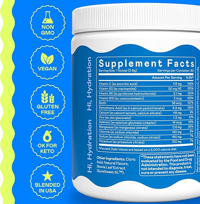 Hi-Lyte Daily Essentials - Electrolytes Powder Mix - Lime Cucumber Mint - Sodium, Potassium, Magnesium, Vitamins - Hydration Support for Fasting - No Sugar, No Carbs, Clean Ingredients