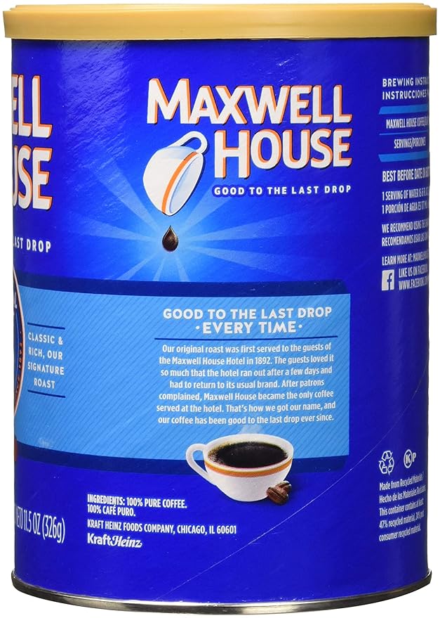 Maxwell House Original Roast Ground Coffee, 11.5 Ounce - 6 per case.