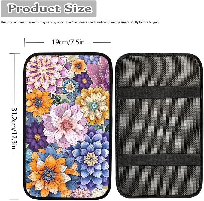 Biyejit Car Center Console Armrest Cushion Cover Pad Car Interior Decor Accessories Universal Fit for Sedan, Truck, SUV