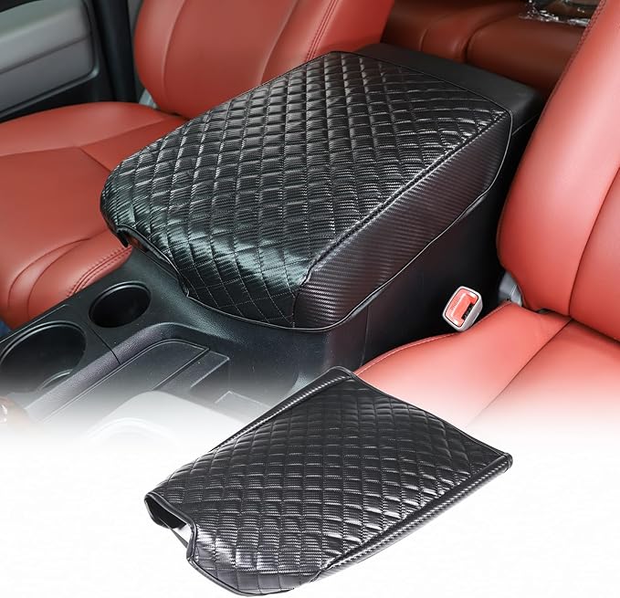 Armrest Box Cover, Center Console Armrest Cover Kit Compatible with Toyota Tundra 2007-2013 & Sequoia 2008-2015, Console Armrest Cushion Automotive Customized Console Armrest Cushion (carbon fiber)