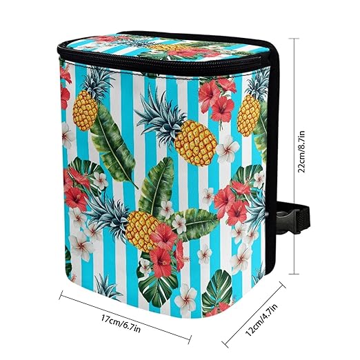 KEIAHUAN Tropical Flower Pineapple Car Trash Can with Lid Car Accessories for Women Men Collapsible Auto Garbage Bag Hanging for Back Seat Multipurpose Trash Bag for Sedans,SUVs & Trucks