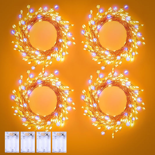 SmartDawn 4 Pack 120 LED Fairy Lights, Battery Operated, Waterproof, Warm White & Cool White, 10Ft Twinkle Lights for Indoor/Outdoor Decor