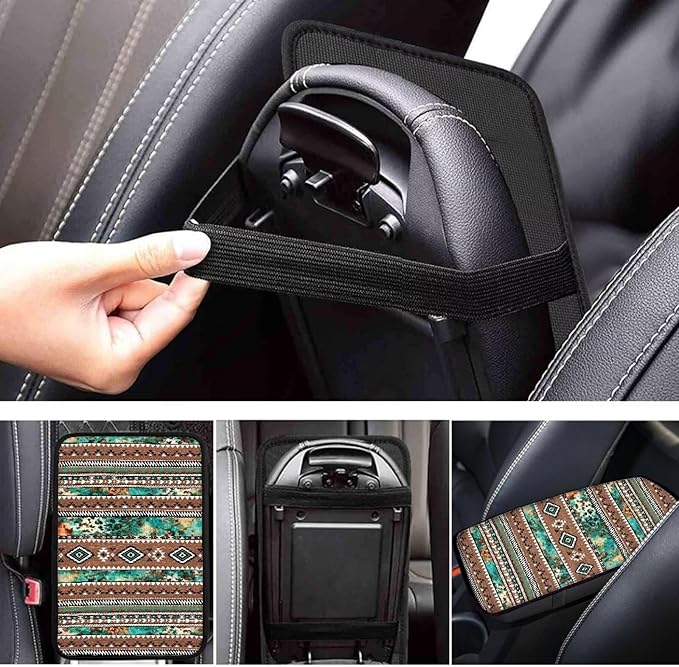 Horeset Southwest Aztec Universal Fit Auto Center Console Cover Decor Protector, Anti-Scratch Car Armrest Cushion