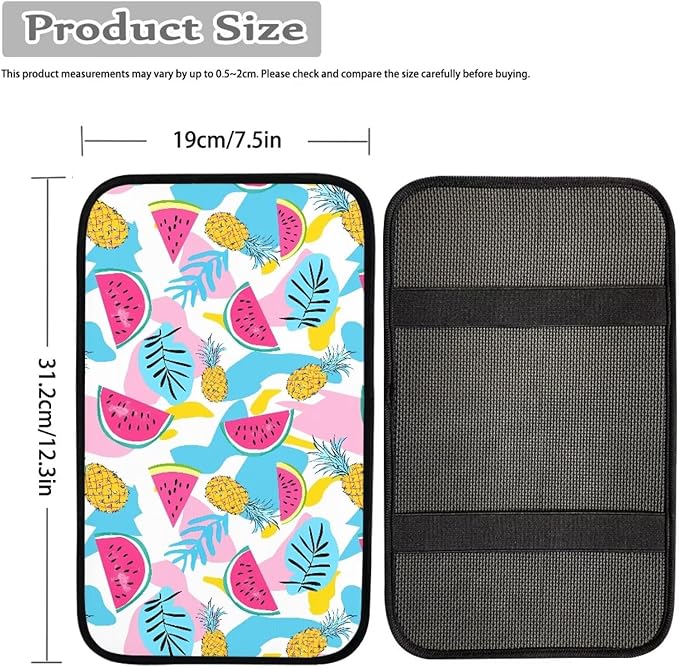 Watermelon Car Center Console Cover Pad Soft Breathable Automotive Armrest Cover Auto Center Console Armrest Cushion Covers Pads Fruit Car Accessories