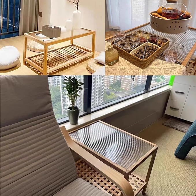 End Table Side Table Glass Top Coffee Station Table, Wood Coffee Bar Stand with Storage Coffee Table,for Home Kitchen, Entryway, Living Room,Dining Room(80cm)