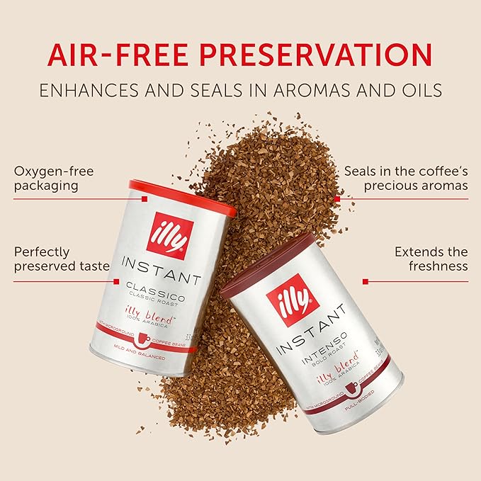 illy Instant Coffee, Classico Medium & Intenso Dark Roasts, 100% Arabica, Premium Italian Coffee, 3.3oz, 6 Variety Pack