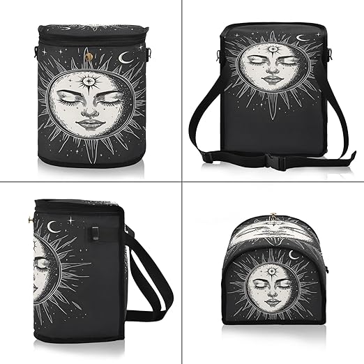 MNSRUU Car Trash Can with Lid, Black and White Face Sun Car Trash Bag Hanging Organizers and Storage for Front Back Seat, Leak-Proof Trash Bin
