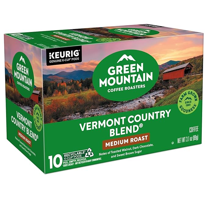 Green Mountain Coffee Roasters Vermont Country Blend Keurig Single-Serve K-Cup Pods, Medium Roast Coffee, 60 Count (6 Packs of 10)