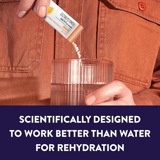 Pedialyte Electrolyte Powder, Hydration Drink for Kids & Adults, Orange, 8 Powder Packets