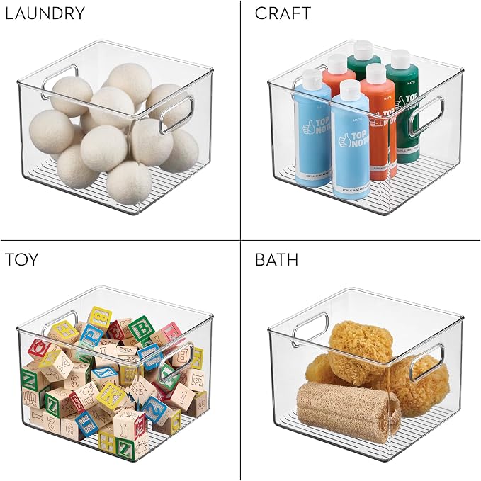 iDesign Pantry Storage Bin with Handles | Clear, For Kitchen Cabinets or Fridge, Made in USA
