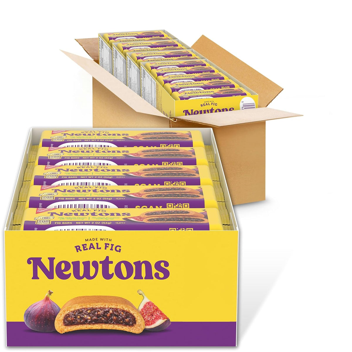 NEWTONS Soft Baked Real Fruit Fig Bars, Fig Cookies, 40 Snack Packs (2 Cookies Per Pack, 4 Boxes)