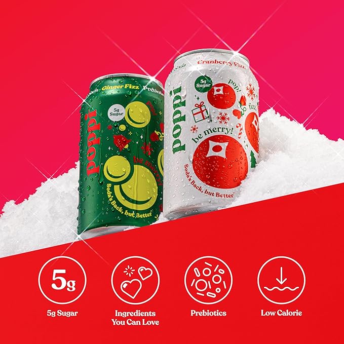Poppi Sparkling Prebiotic Soda Beverage with Apple Cider Vinegar, Seltzer Water and Fruit Juice, Naughty or Nice Variety Pack, 12 Fl Oz, Pack of 12, Packaging May Vary