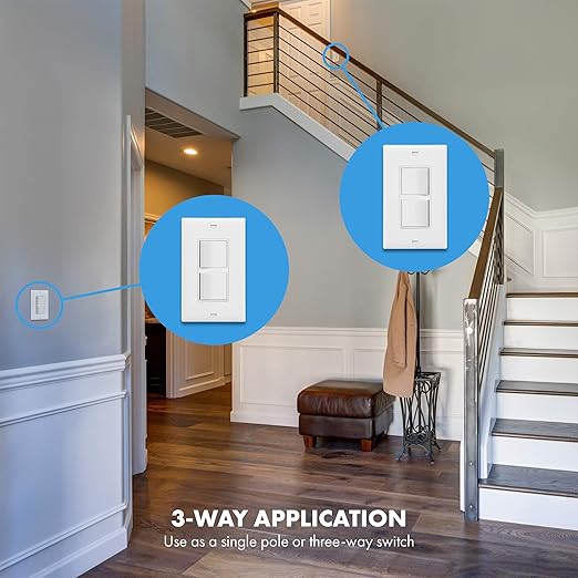 ENERLITES Double Paddle Rocker Combination Decorator Switch, Ground Terminal, Copper Wires Only, Single Pole or 3-Way, Residential/Commercial Grade, 15A 120-277VAC, 62835-W, White