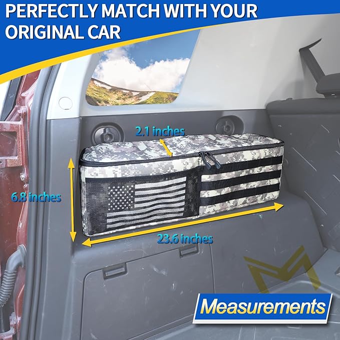 Car Trunk Organizer Compatible with Toyota FJ Cruiser 2007-2021, Rear Storage Organizer With American Flag, Multi-Compartment Oxford Cloth Car Storage Bag Space Saving (Camouflage-Left Side)