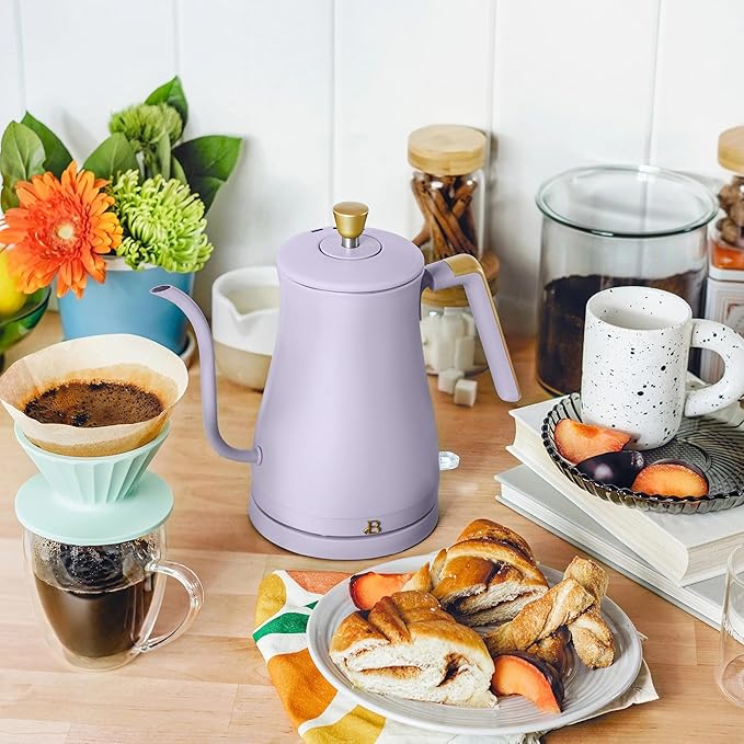 1-Liter Electric Gooseneck Kettle, 1200W Fast Heating Pour Over Coffee and Tea Kettle with Precise Spout (Lavender)
