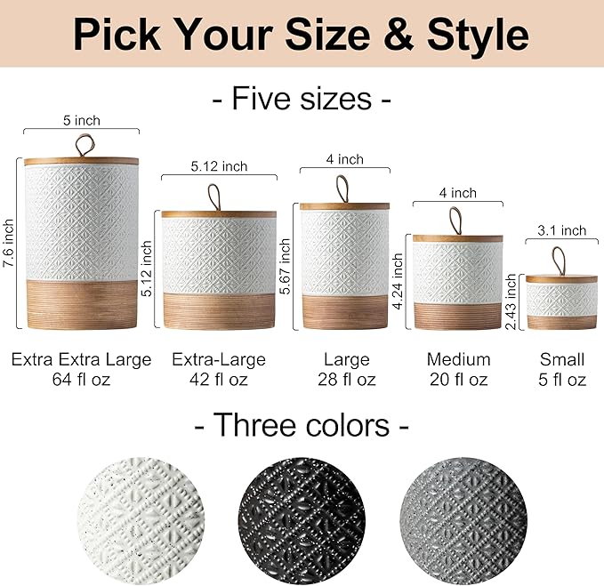 Large Jar with Lid, Ceramic Coffee Container Kitchen Food Storage Jars with Airtight Lids for Spice Cookie Ground Coffee, Decorative Jars for Coffee Countertop, Bar Accessories- White 64 fl.oz