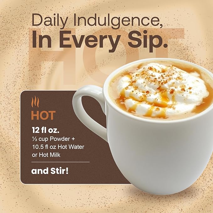 Dr. Smoothie Café Essentials Salted Caramel Latte – No Artificial Colors, Flavors, or Sweeteners – 20mg of Caffeine per Serving – Great for Hot, Iced, & Frozen Frappes (3.5 lb Bag, 26 Servings)