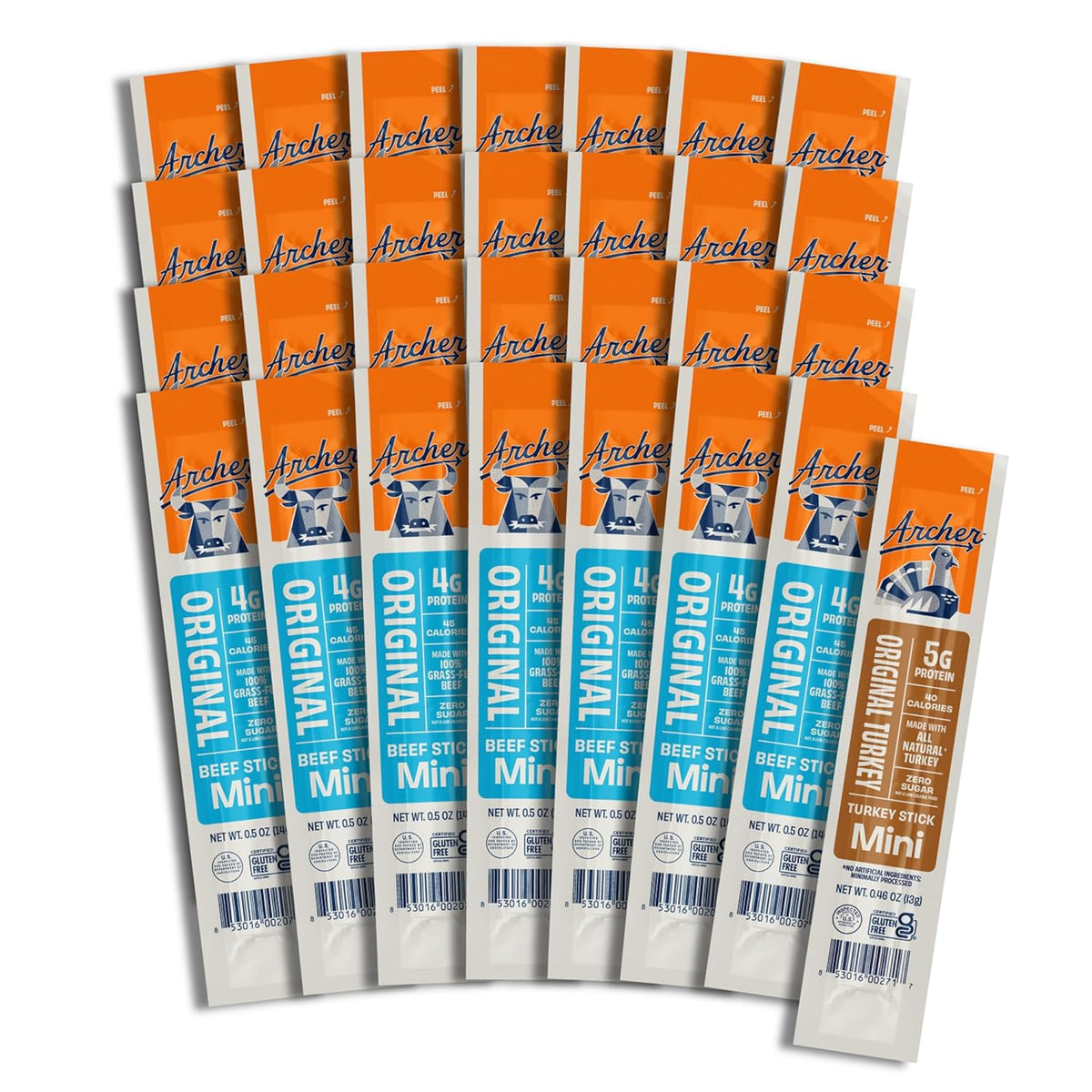 Archer Jerky Mini Beef Jerky Sticks - Grass Fed Beef Sticks Individually Wrapped, Bulk Snack Packs for Adults, Gluten Free, Paleo, Keto, Low Carb - .5 oz (Pack of 12)