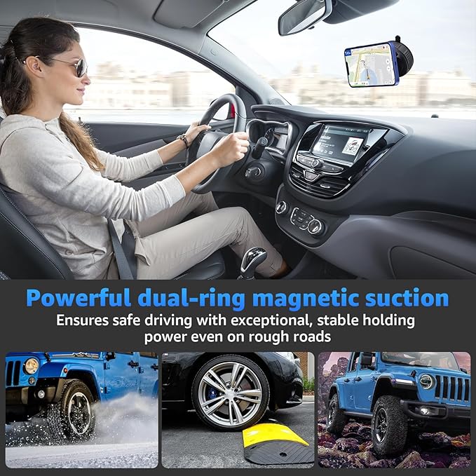 Upgraded Vacuum Magnetic Phone Holder For Car,360° Adjustable Suction Cup Phone Mount For Magsafe,92lbs Foldable Cellphone Holder For Car/Gym/Mirror/Kitchen With Iphone Android And All Smartphones