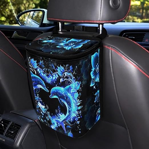 Blue Dolphin Car Trash Can Easy Installation Vehicle Trash Can for SUV Truck Van Leak Proof Vehicle Trash Can Hanging Car Interior Accessory Fit Most Cars, Trucks, SUVS, or Vans