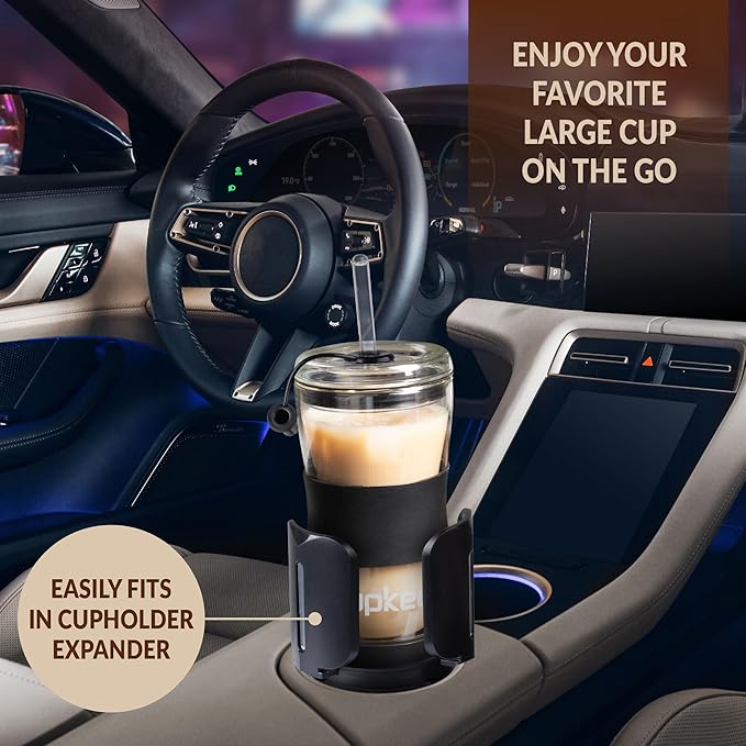 Tumbler Replacement Straw Lid - For Hand Blown Glass Travel Mug, 20-Ounce, Black