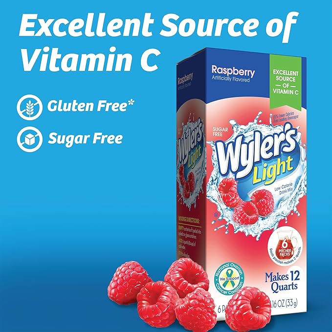 Wyler's Light Pitcher Packs, Water Drink Mix,Raspberry,6 Pitcher Packets