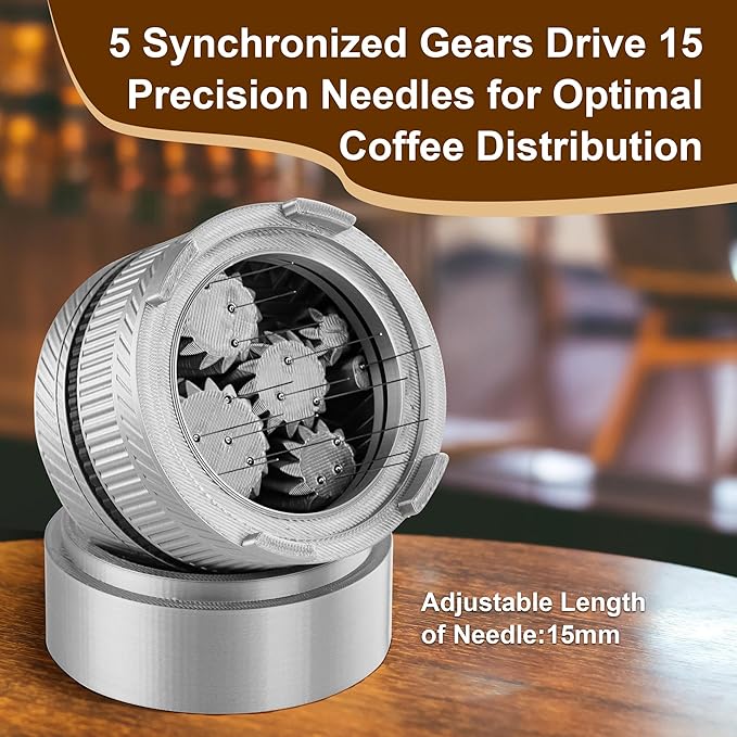 ShanSon WDT Espresso Tool with Brush Base Coffee Powder Distributor Needle WDT Tool for Barista Coffee Bar Espresso Distribution Tool,58mm,Gray&Black