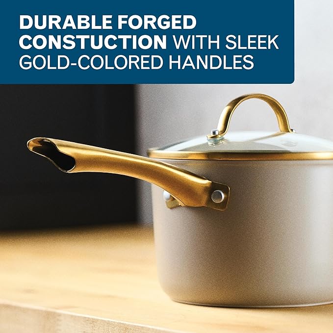 Farberware Forged Induction Ceramic Nonstick Cookware Set, 12-Piece, Taupe Pots & Pans