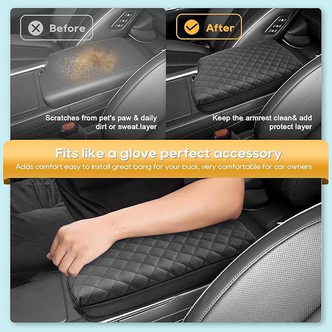 LFOTPP Armrest Cover for 2020-2025 Hyundai Palisade (SE/SEL/XRT/Limited/Calligraphy) Hyundai Palisade Accessories Center Console Cover Arm Rest Protector Middle Lid Pad Protector PU Leather,Non-Slip