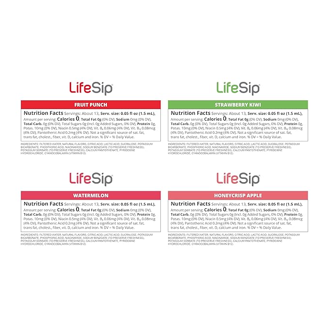LifeSip® Cirkul® Singles 24-Pack, B-Vitamins Flavor Water Variety Pack, No Sugar, Zero Calorie Drink Mix, (6 Fruit Punch, 6 Strawberry Kiwi, 6 Honeycrisp Apple, and 6 Watermelon)