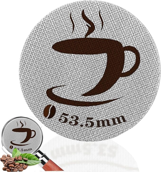 53.5mm Espresso Puck Screen, Reusable Puck Screen Replacement, Perfect Espresso Distribution Tool Compatible with Espresso Machine 53.5mm Portafilter Basket, 1.7mm Thickness 150μm