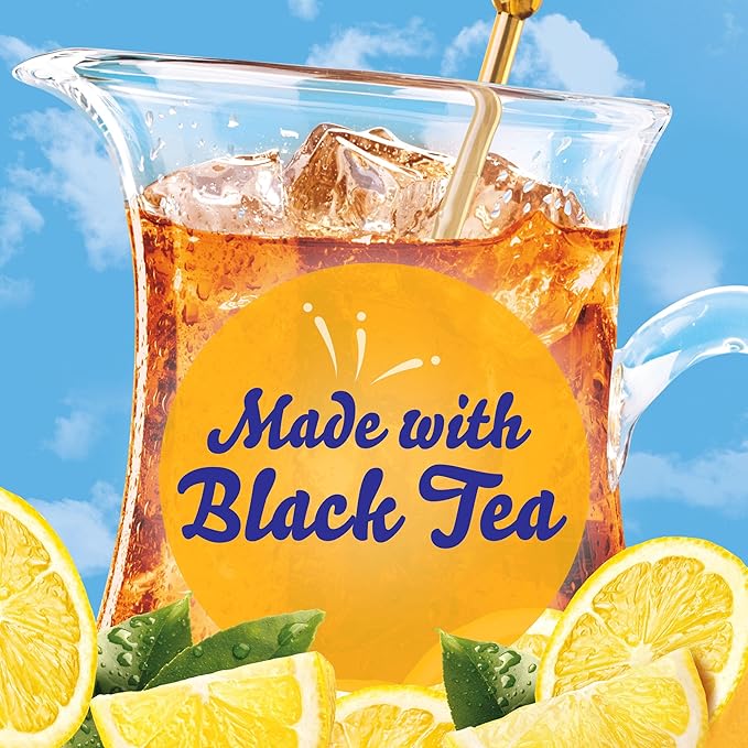 Crystal Light Drink Mix, 4 Pitcher Packets, for Flavorful Hydration and Shareable Refreshment, Naturally Flavored Lemon Iced Tea with other natural flavor, Made with Black Tea, 0.96 oz