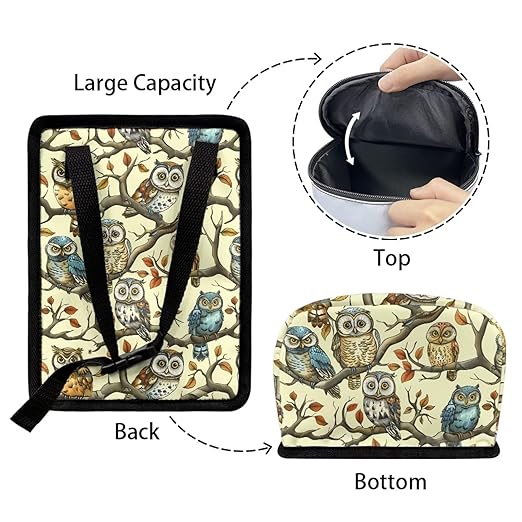 Cute Owl Car Trash Can Leak Proof Hanging Garbage Bin for Back Seat Easy to Install Vehicle Trash Can Hanging Fashion Auto Interior Universal Fit Truck Automotive Most Cars