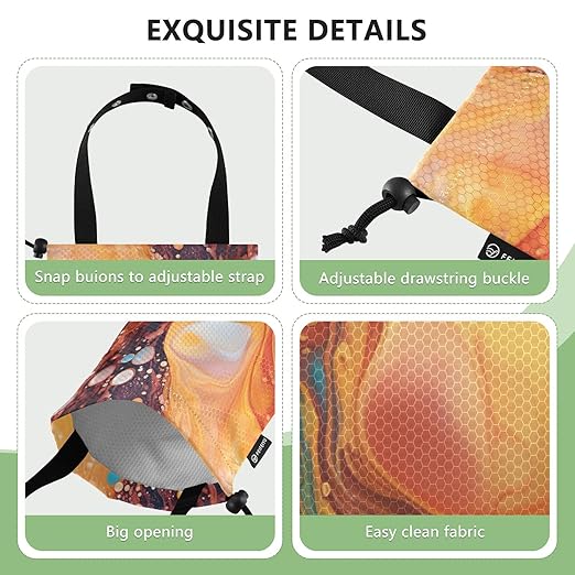 ALAZA Hanging Car Trash Bags Garbage Bag Trash Can for Back Seat Small Marble Orange Blue Washable Storage Bag Retractable 2 Pack