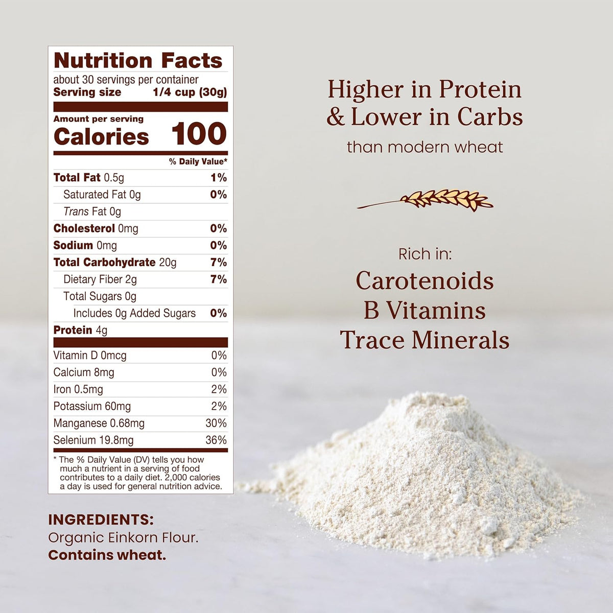 Jovial 32 oz Organic Einkorn Unbleached All Purpose Flour for Sourdough Pizza Pasta European Italian Bread Baking