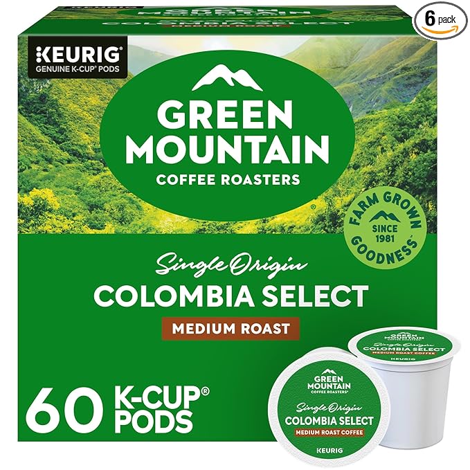 Green Mountain Coffee Roasters Colombia Select, Keurig Single Serve K-Cup Pods, Medium Roast Coffee, 60 Count, (6 Packs of 10)
