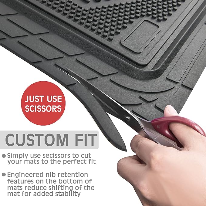 CAR PASS Heavy Duty Rubber Floor Mats Cow Print Car Mats 4-Piece Car Mat Set - Universal Waterproof Floor Mats for Car SUV Truck, Durable All-Weather Mats